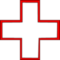 Croce d'argento bordata di rosso