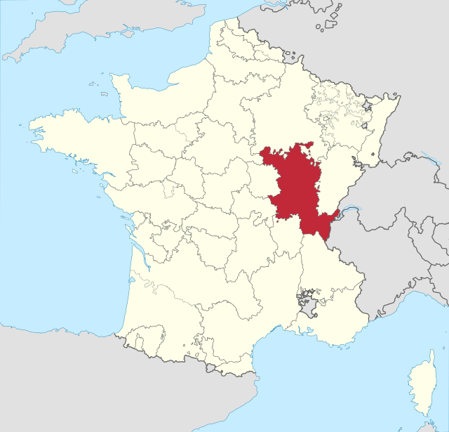 프랑스 혁명 직전의 프랑스 지도 내 부르고뉴 공국.