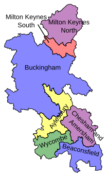 Map of parliamentary constituencies in Buckinghamshire 2010–present