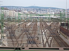 Budapest Southern Railway Station. Without trains. From Márvány Street's bridge.JPG