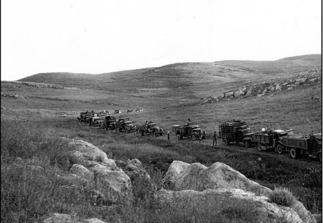 Convoy returning to Tzrifin from Burma Road, 1948