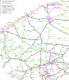 Railway map of West Flanders with the main railways and vicinal railways