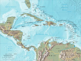 Карта региона Карибского моря из справочника ЦРУ