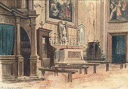 Italy, interior of a Roman church, 1867