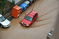 Čeština: Automobil jedoucí zatopenou Novodvorskou ul. v Třebíči, okr. Třebíč. English: Car in flooded Novodvorská street in Třebíč, Třebíč District.