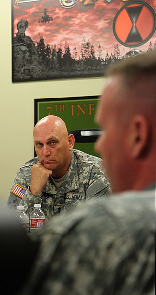 File:Chief of Staff of the U.S. Army Gen. Raymond T. Odierno, meets with Maj. Gen. Stephen R. Lanza, 7th Infantry Division commanding general, for a briefing on leader development, resiliency, training readiness 130626-A-IP604-454.jpg