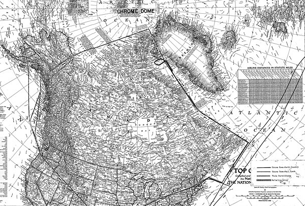 Operation Chrome Dome flight routes proposed in October 1961; this image comes from Canadian Royal Air Force files and so is focused on the aspects of