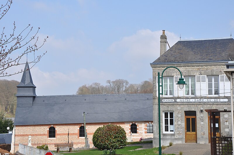 File:Church and town hall of Notre-Dame-du-Bec (France).JPG