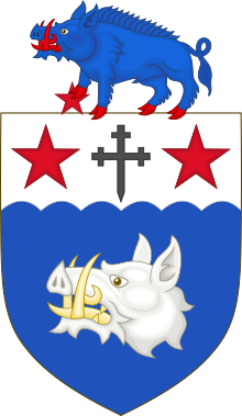 Coat of arms of Bruce Shand (With Crest).svg