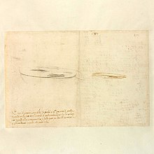 Two anamorphic drawings by Leonardo da Vinci, 1515 Codex Atlanticus - 000R-98.jpg