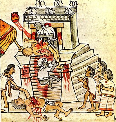 A drawing of Aztec sacrifice