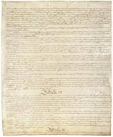 העמוד השלישי של חוקת ארצות הברית המקורית, מכיל את כל פרק 3.