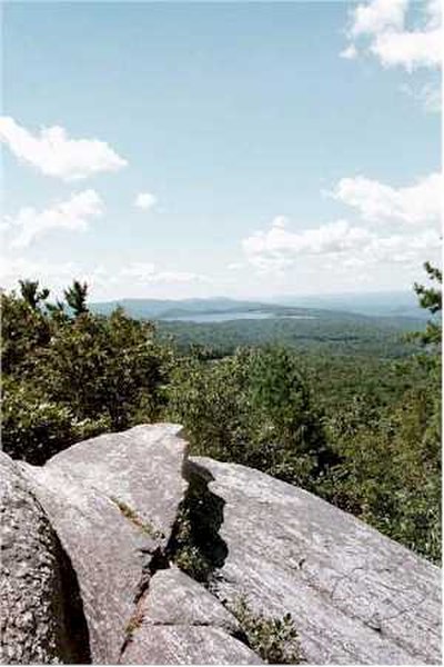 Crag Mountain, a quartzite peak on the M&M Trail in Northfield, Massachusetts. Northfield Reservoir visible in the background. As of the summer 2013 C