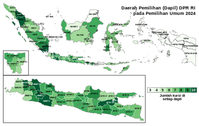 Map of the electoral districts of Indonesia as of the 2024 election Daerah Pemilihan DPR RI Pemilu 2024.svg