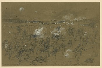 Defeat of Pope's army in the Second Battle of Bull Run, by Alfred Waud Defeat of the Army of Genl. Pope at Manassas on the Old Bull run battle(gr)ound LCCN2004660466.jpg