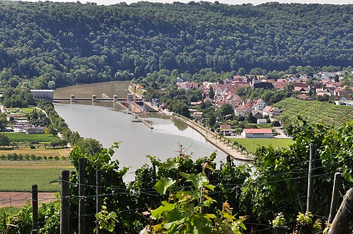 Die Staustufe des Neckar bei Hessigheim
