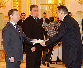 Dmitry Medvedev with Zautbek Turisbekov.jpg