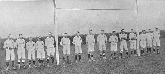 The England team posing at Crystal Palace, 1905