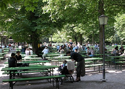 The beer garden "Am chinesischen Turm" in the Englischer Garten in Munich