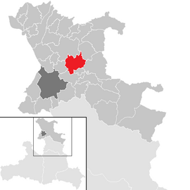Poloha obce Eugendorf v okrese Salzburg-okolie (klikacia mapa)
