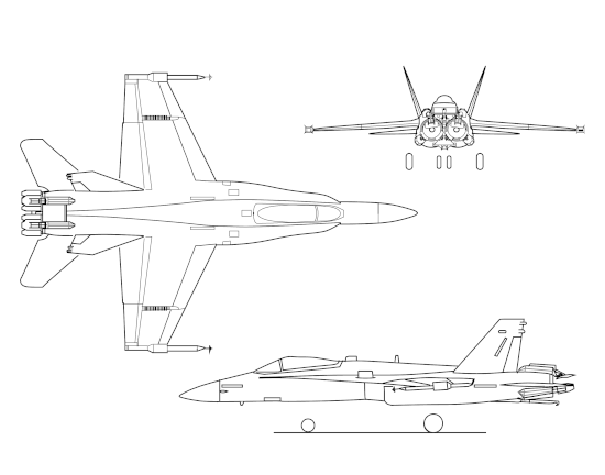 Üç atış F-18 HARV.