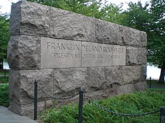 Sign outside of the FDR Memorial in Washington DC