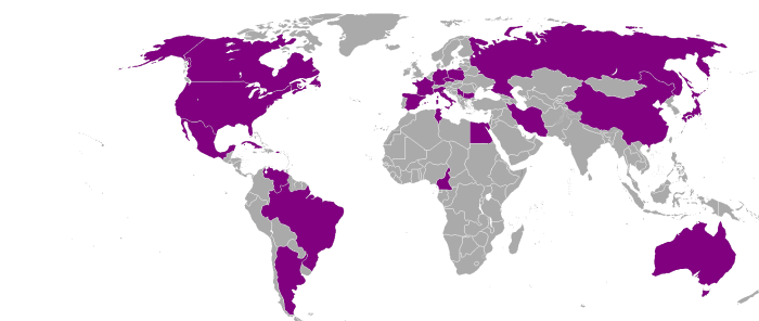 Karte der qualifizierten nationalen Verbände