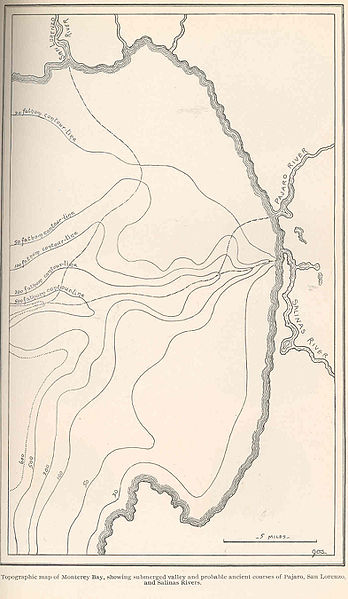 File:FMIB 39084 Typographic map of Monterey Bay, showing submerged valley and probable ancient courses of Pajaro, San Lorenzo, and Salinas Rivers.jpeg