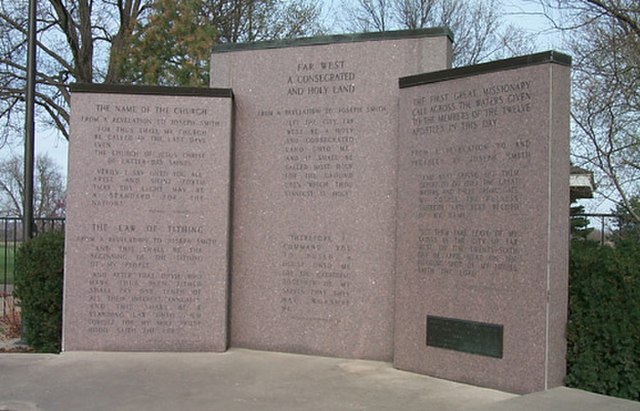 Monument at the temple site in Far West, Missouri.