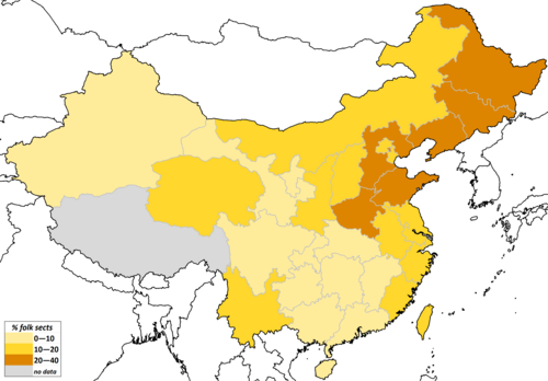 Geographic distribution of influence of China's popular religious sects.