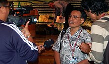 Journalists interview Center for International Forestry Research scientist Daniel Murdiyarso Forest day 1 image.jpg