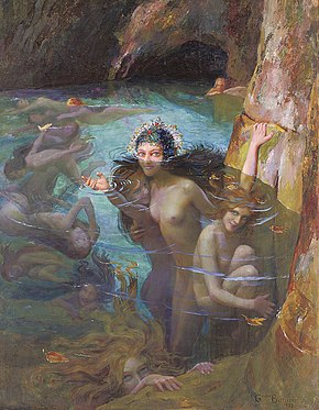 Гастон Бюссьер. Морские нимфы в пещере. 1924
