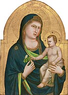 乔托的《圣母及圣子（义大利语：Madonna col Bambino (Giotto)）》，85.5 × 62cm，约作于1320－1330年，来自山缪·亨利·卡瑞斯的收藏。[5]