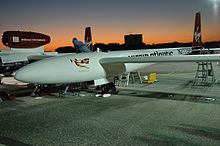 With a fuel fraction of nearly 85%, the GlobalFlyer could carry 5 times its weight in fuel. GlobalFlyer at KSC before launch.jpg