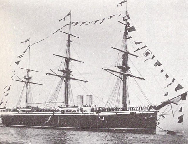 The armoured cruiser HMS Northampton, Commerell's flagship as Commander in Chief, North America and West Indies Station