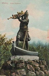 Cartolina del 1905 circa, raffigurante statua di Hagen a Worms