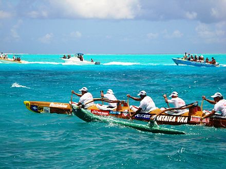 Va'a (traditional Polynesian outrigger canoe) during the Hawaiki Nui Va'a race