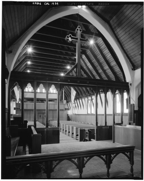 File:Historic American Buildings Survey Marvin Rand, Photographer September 1971 SANCTUARY LOOKING INTO NAVE SHOWING CHANCEL SCREEN AND ALTAR RAIL - St. Matthew's Episcopal Church, 521 HABS CAL,37-NATC,1-8.tif