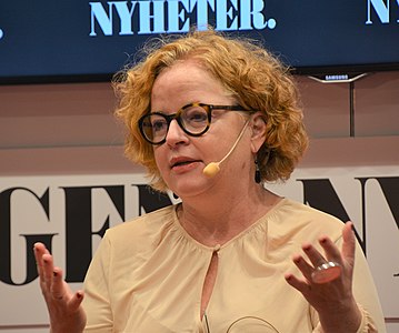 We provided a grant for Wikipedians to participate in the Göteborg Book Fair in September 2019. They took many photos, including this of historian Ida Östenberg.