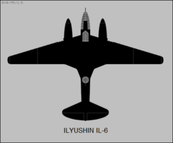 Ilyushin IL-6 en vue de dessus silhouette.png