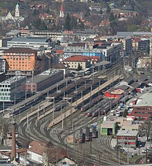 Overview from Bergisel. Innsbruck Hbf.JPG