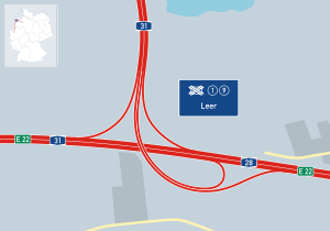 Overview map of the empty motorway triangle