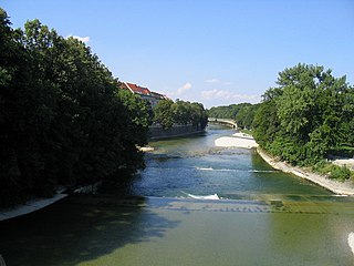 Isar River in Munich City