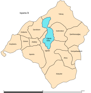 Localização do distrito de Isparta na província homónima