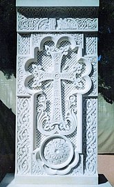 Modern khachkar (1999), St. James Armenian Church in Watertown, MA, USA