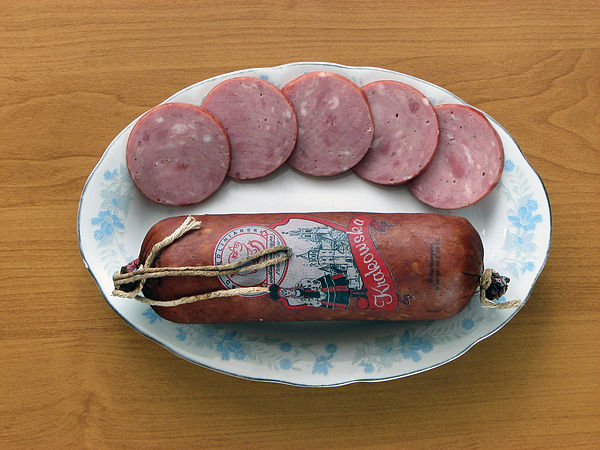 Kiełbasa krakowska, also called "Krakauer", which originated in the city of Kraków