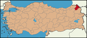 Localização da província de Ardahan na Turquia