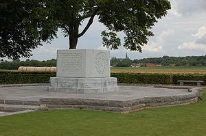 Le Quesnel Memorial, with Le Quesnel village in the distance Le quesnel canadian memorial.JPG