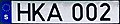 License plate of Sweden HKA 002 (2023)