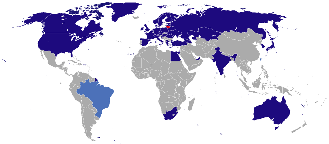 Llista de missions diplomàtiques de Lituània